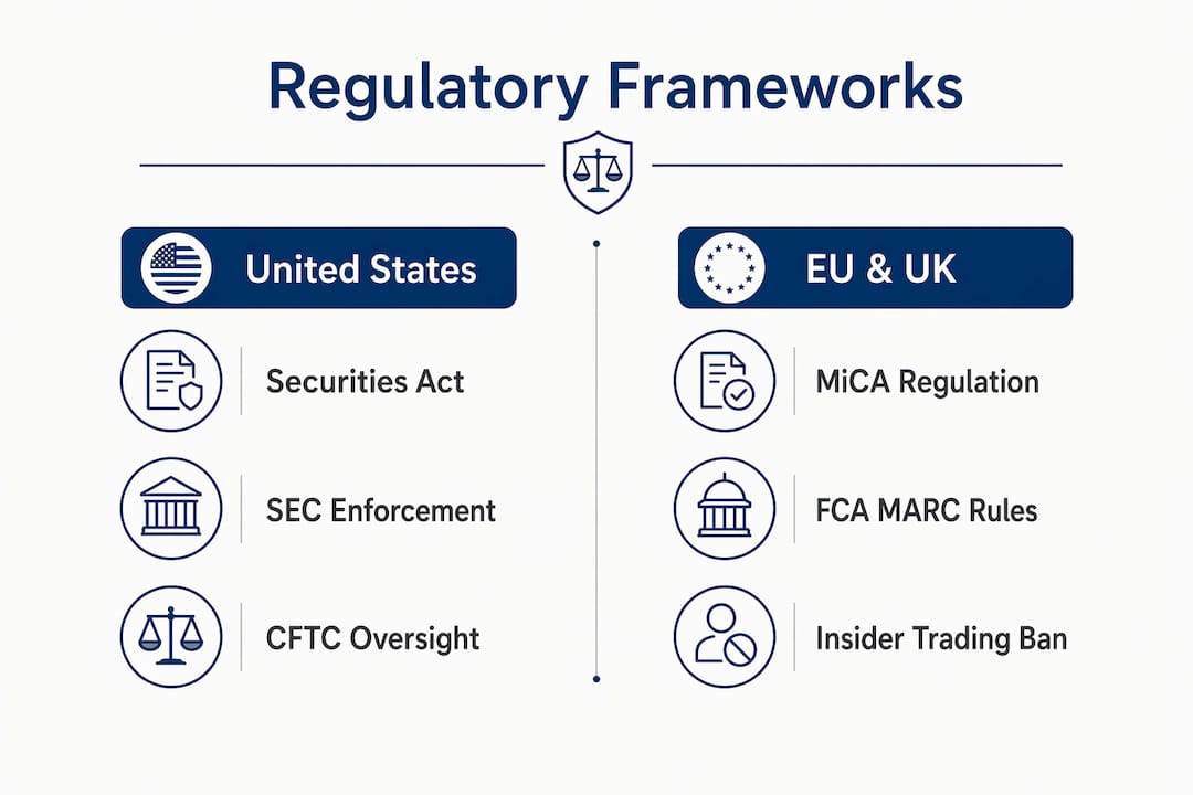 Infographic comparing US and EU/UK crypto laws