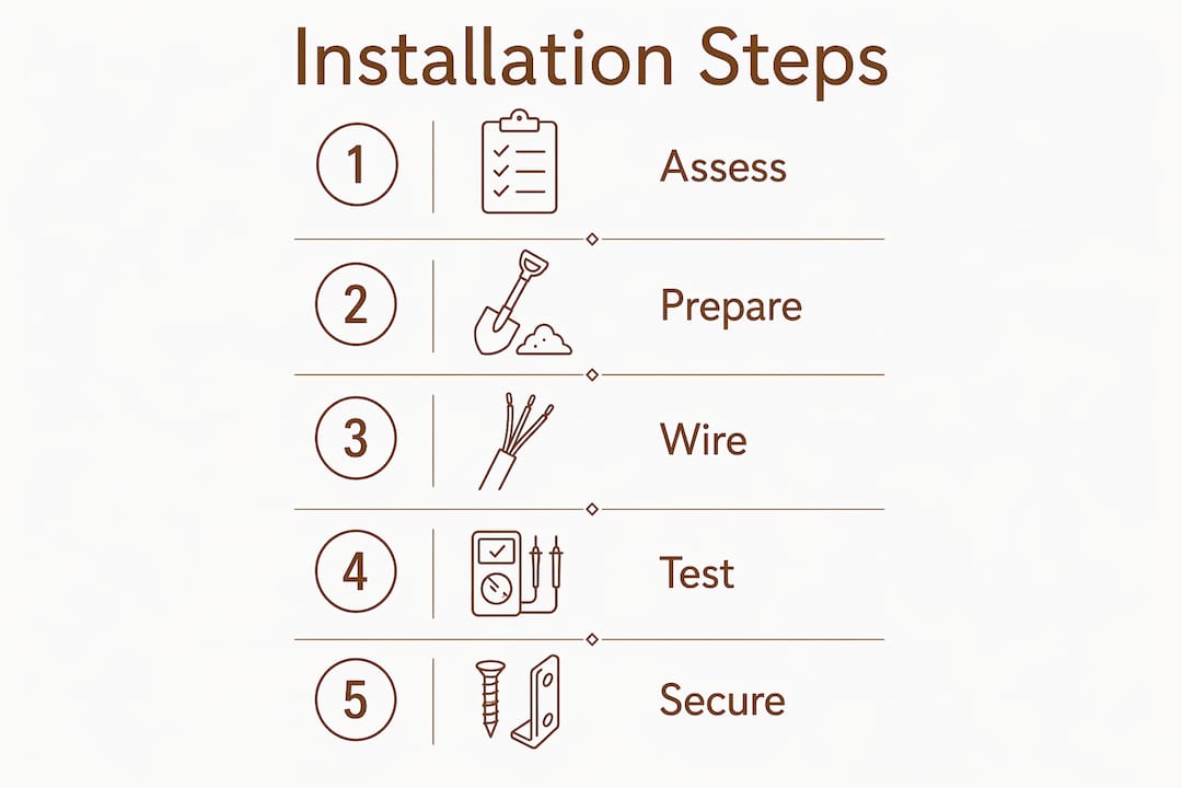 Infographic showing five-step smart pool installation process