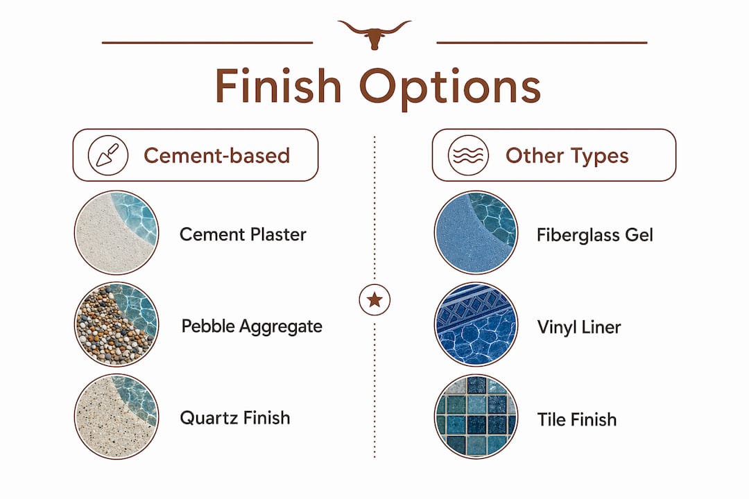 Infographic comparing pool resurfacing material options