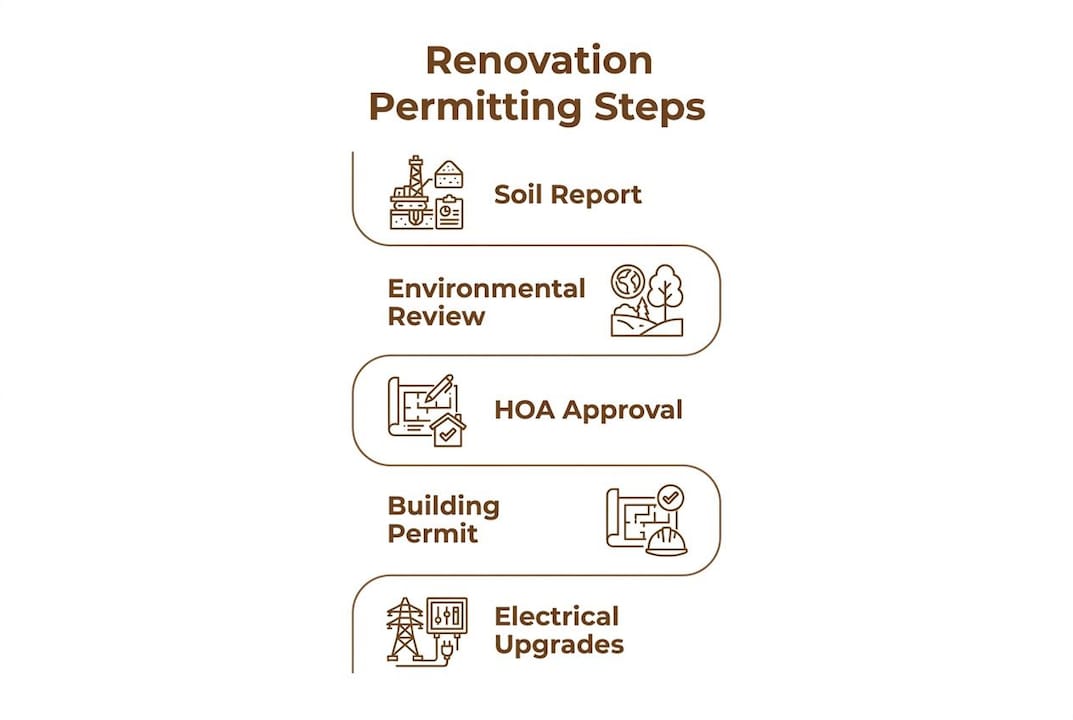 Infographic outlining pool renovation permitting steps
