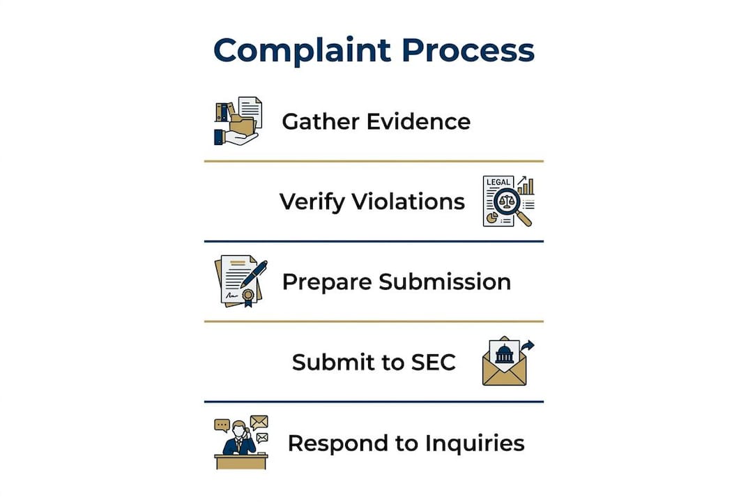 Infographic outlining SEC crypto whistleblower complaint steps