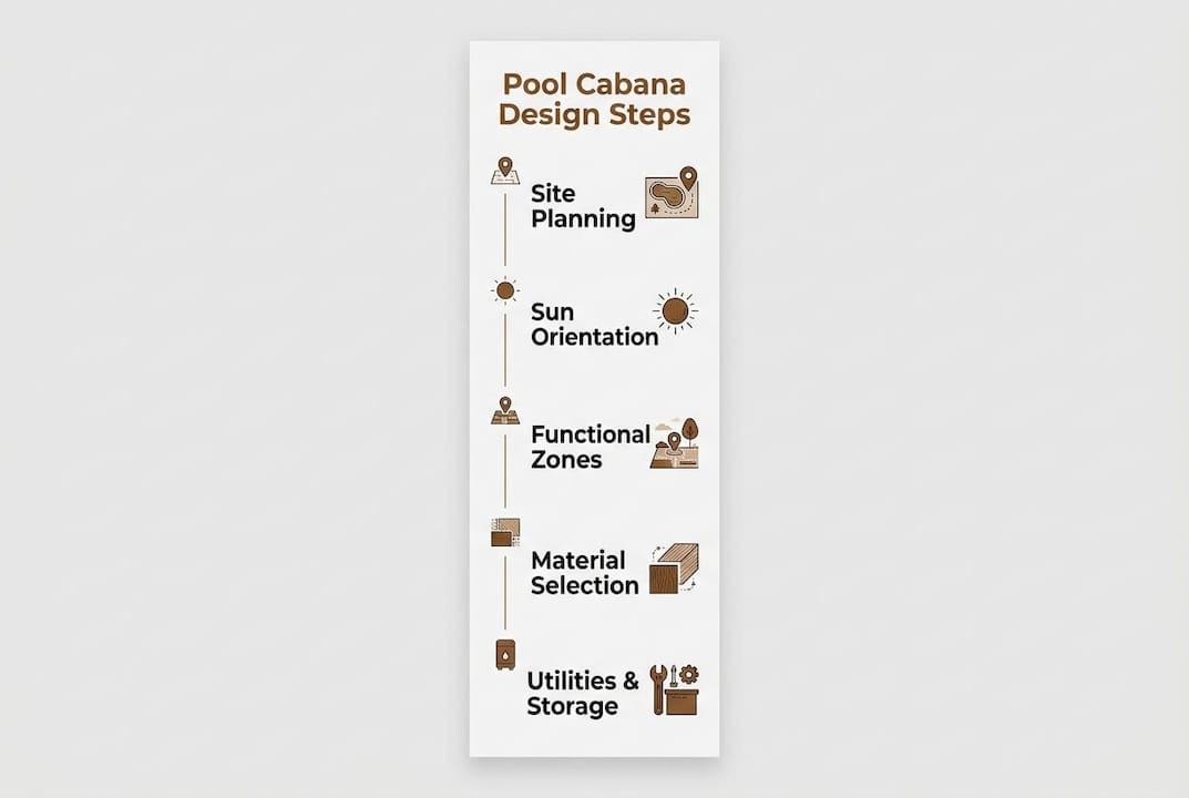 Infographic with steps for pool cabana design