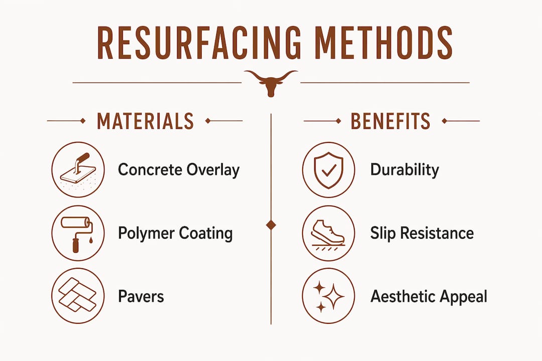 Infographic comparing pool deck resurfacing methods