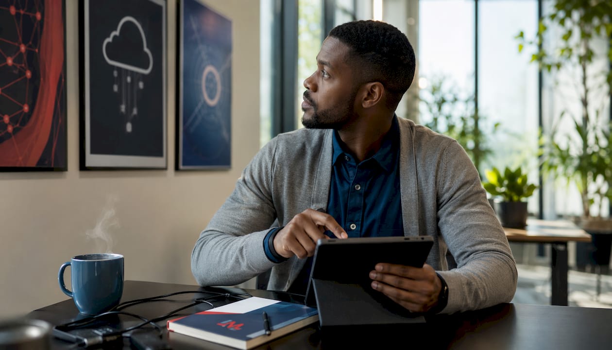 Man planning cloud deployment options