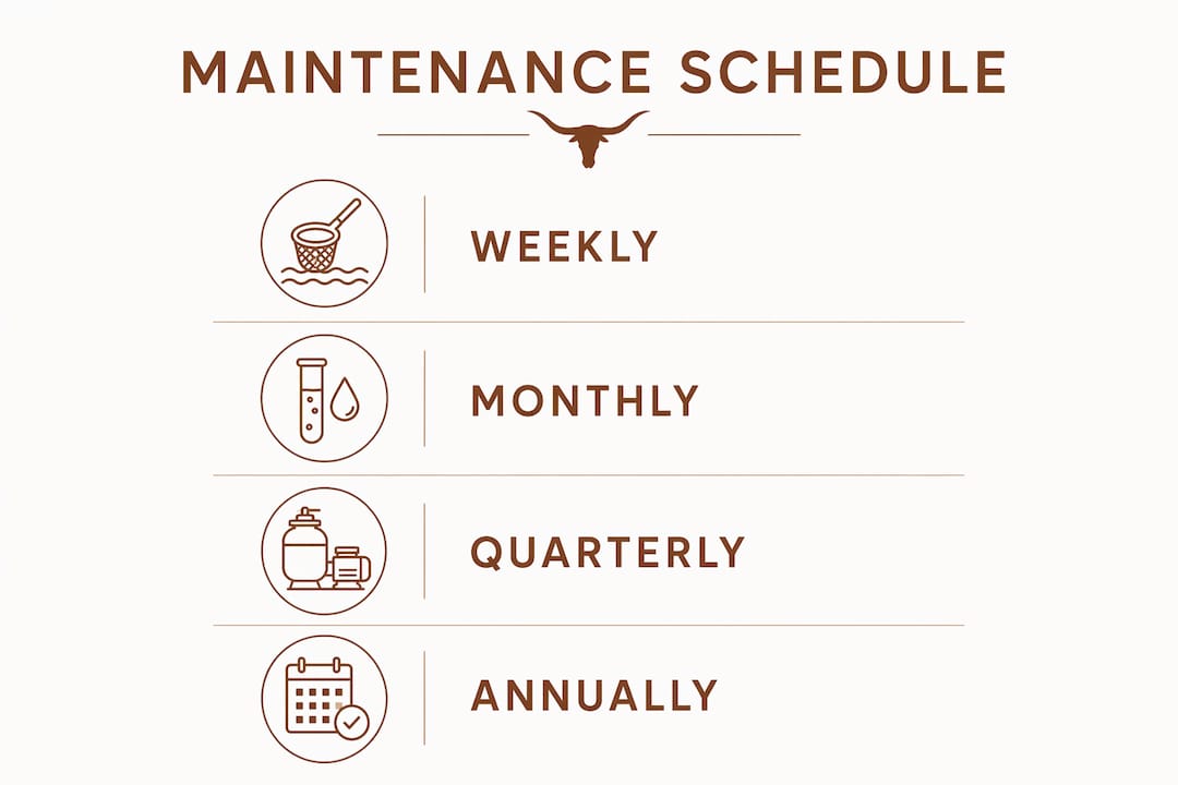 Infographic outlining luxury pool maintenance schedule