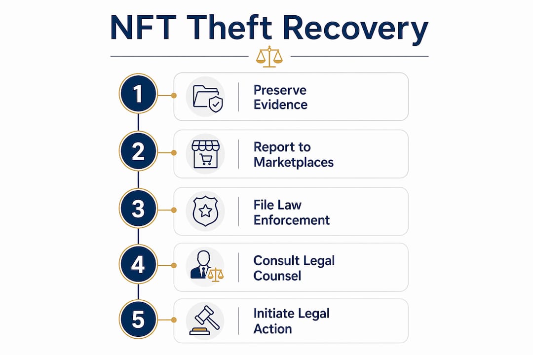 Infographic illustrating NFT theft recovery steps