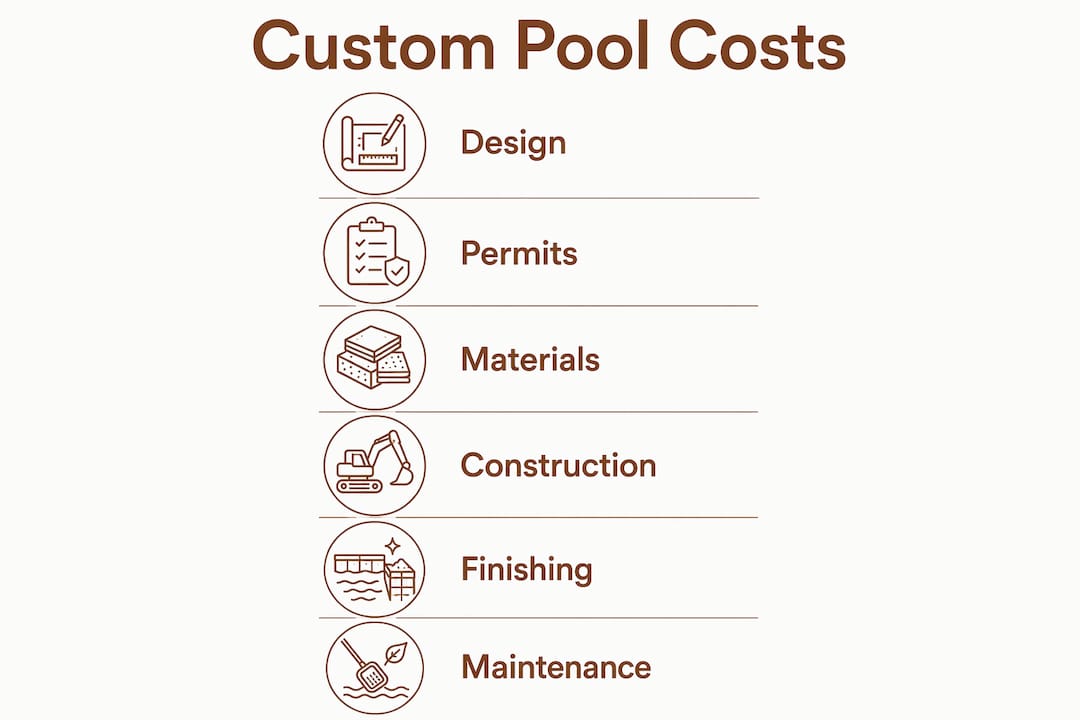 Infographic showing steps impacting custom pool costs