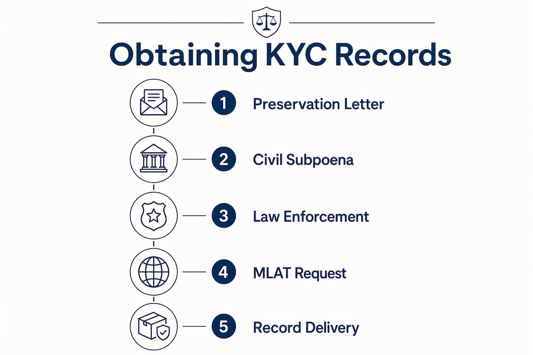 Infographic outlining steps to obtain exchange KYC records