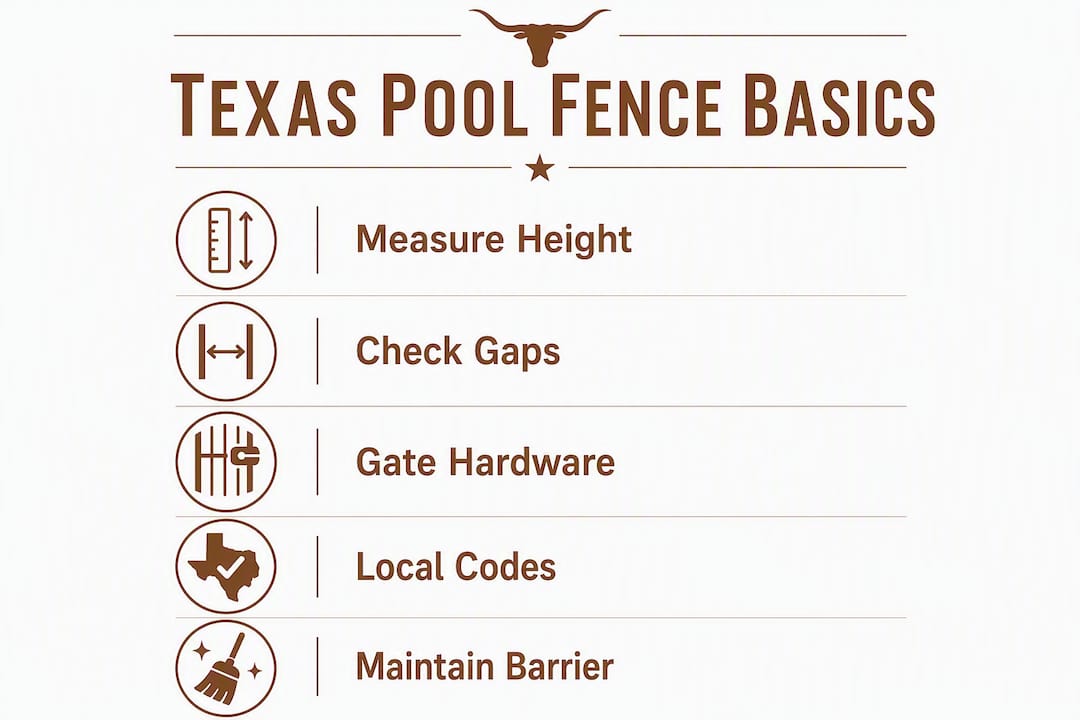 Infographic outlining Texas pool fence requirements steps