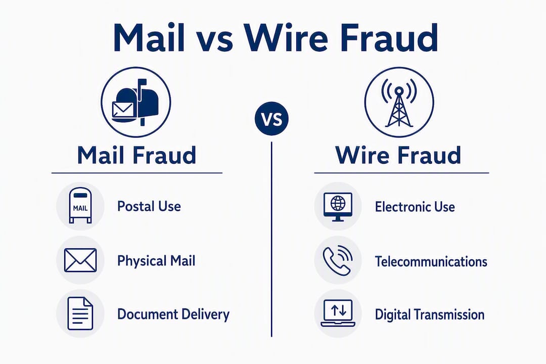 Infographic comparing mail and wire fraud