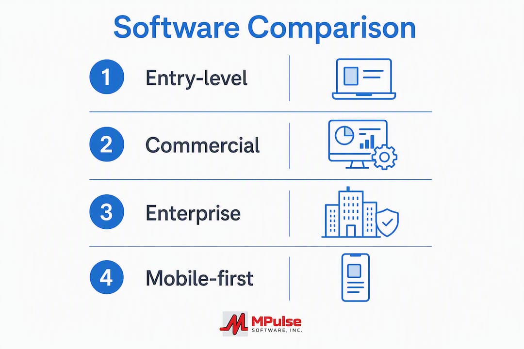 Infographic showing comparison of maintenance software categories