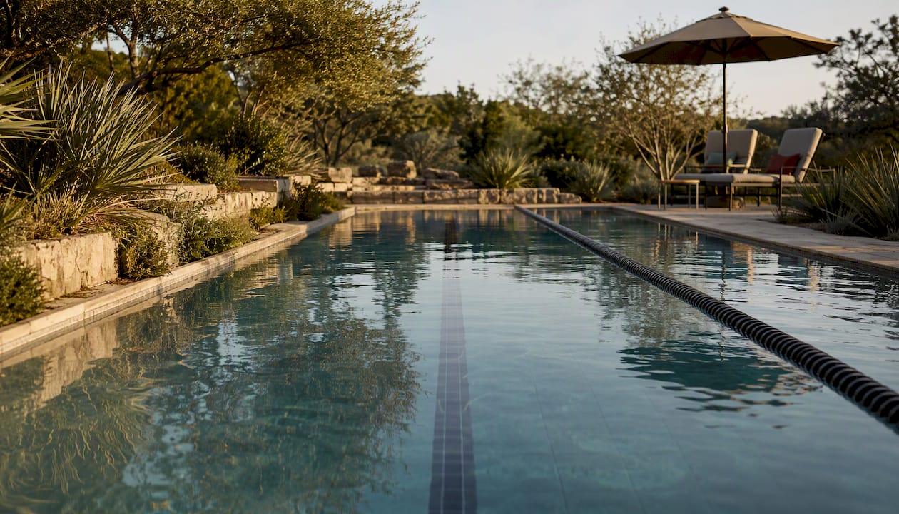 Empty lap pool for fitness and exercise