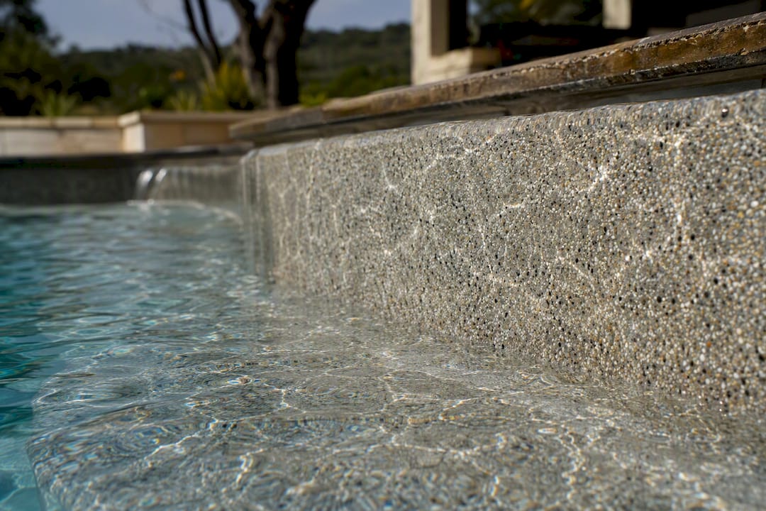 Close-up of quartz pool finish texture