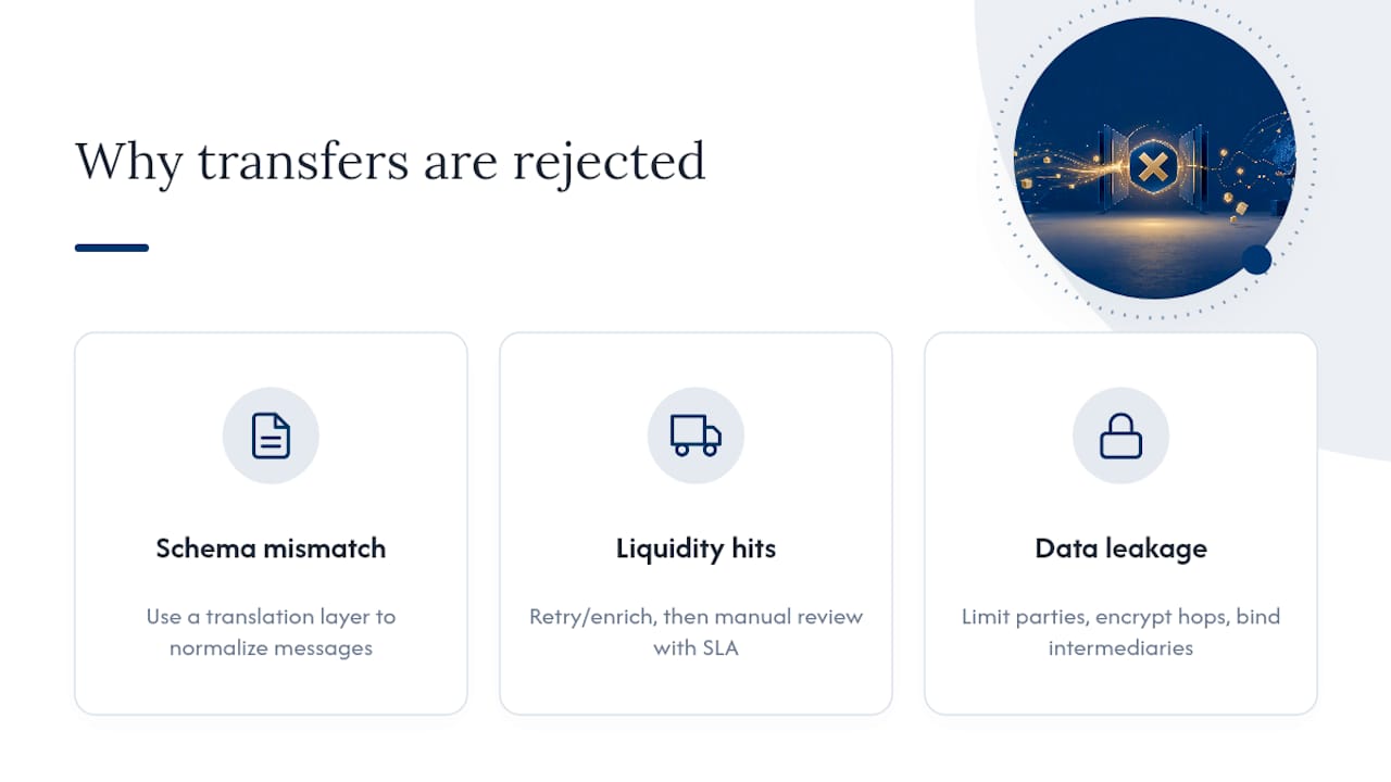 Why Do Travel Rule Transfers Get Rejected? — overview diagram