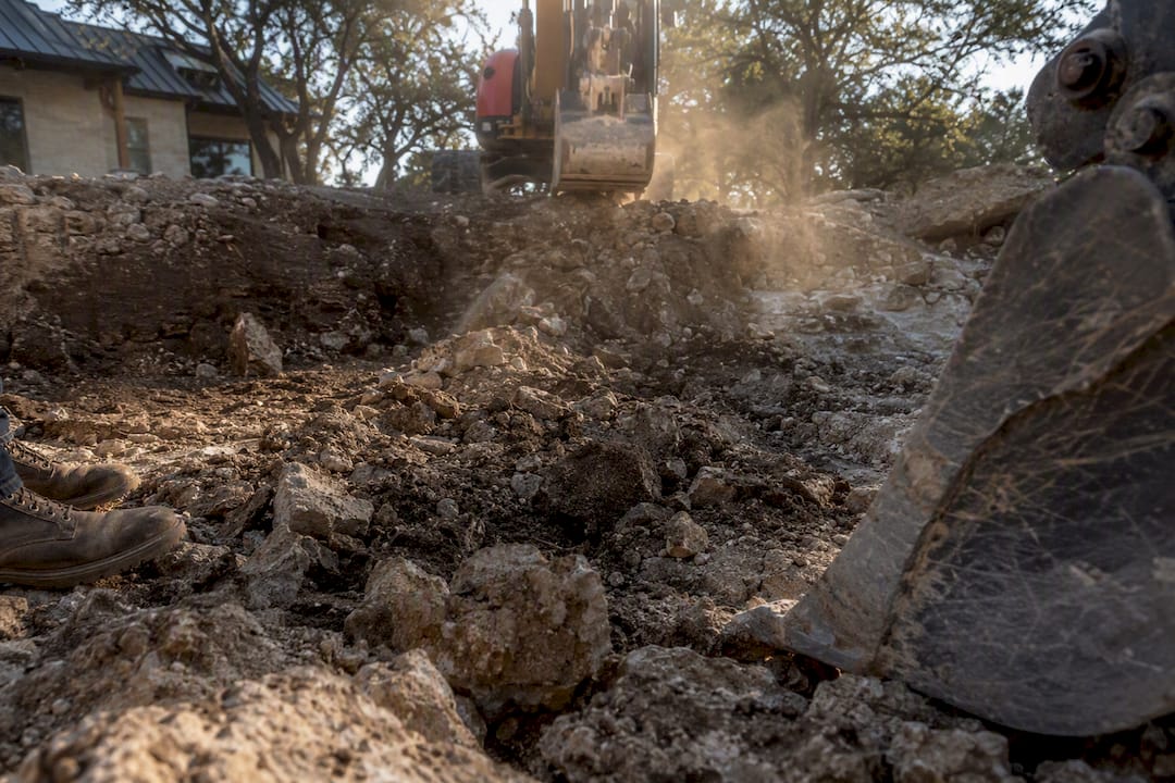Limestone excavation at pool site