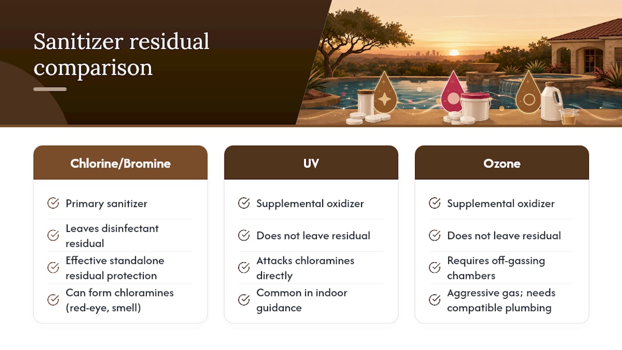 Primary residual versus supplemental pool sanitation