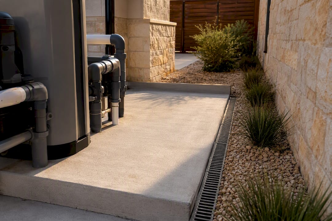 Clearance around pool heater equipment pad