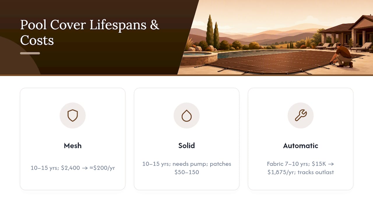 Pool cover lifespan and annual cost comparison