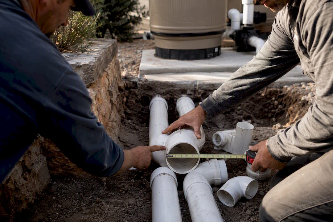 Exposed suction plumbing during pool renovation