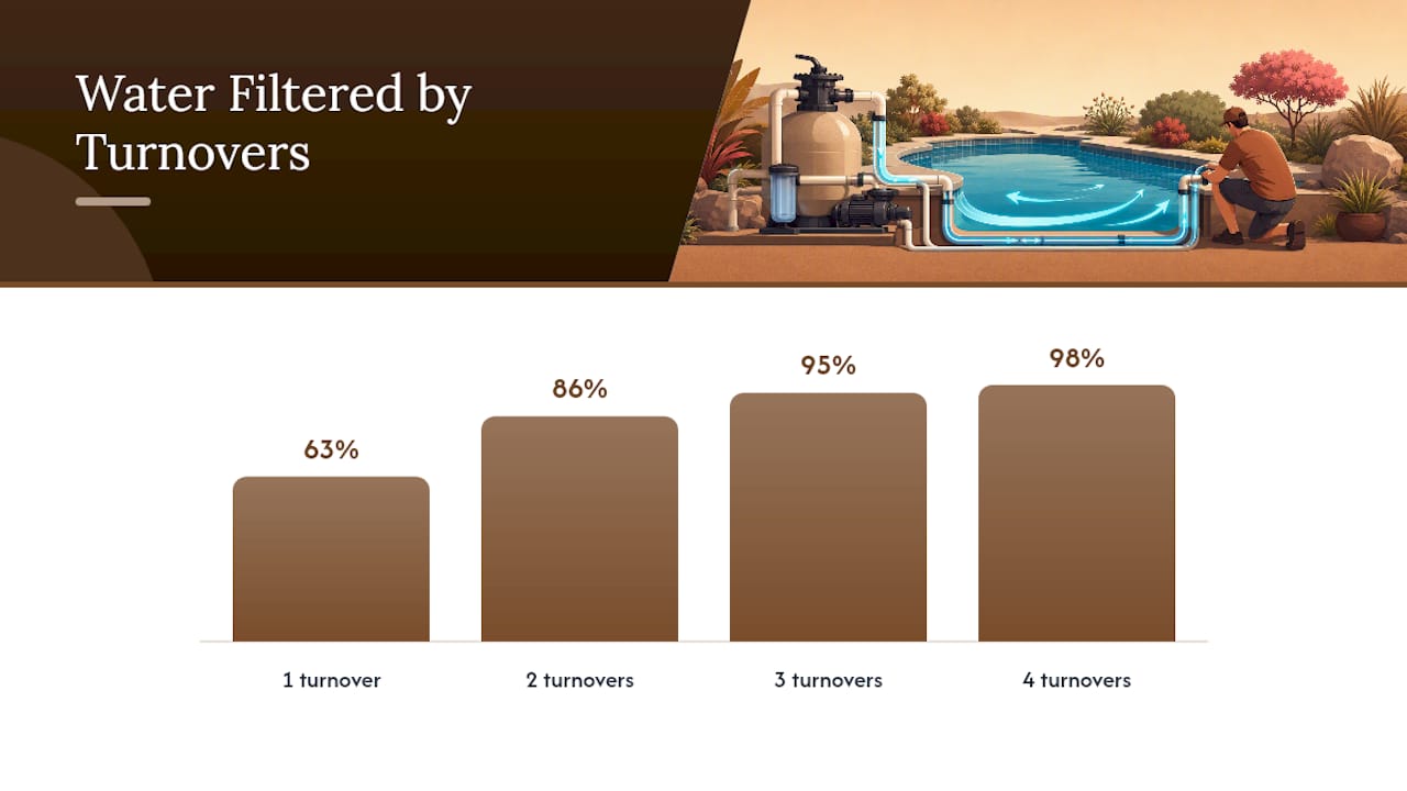 Pool turnover filtration percentages across four cycles