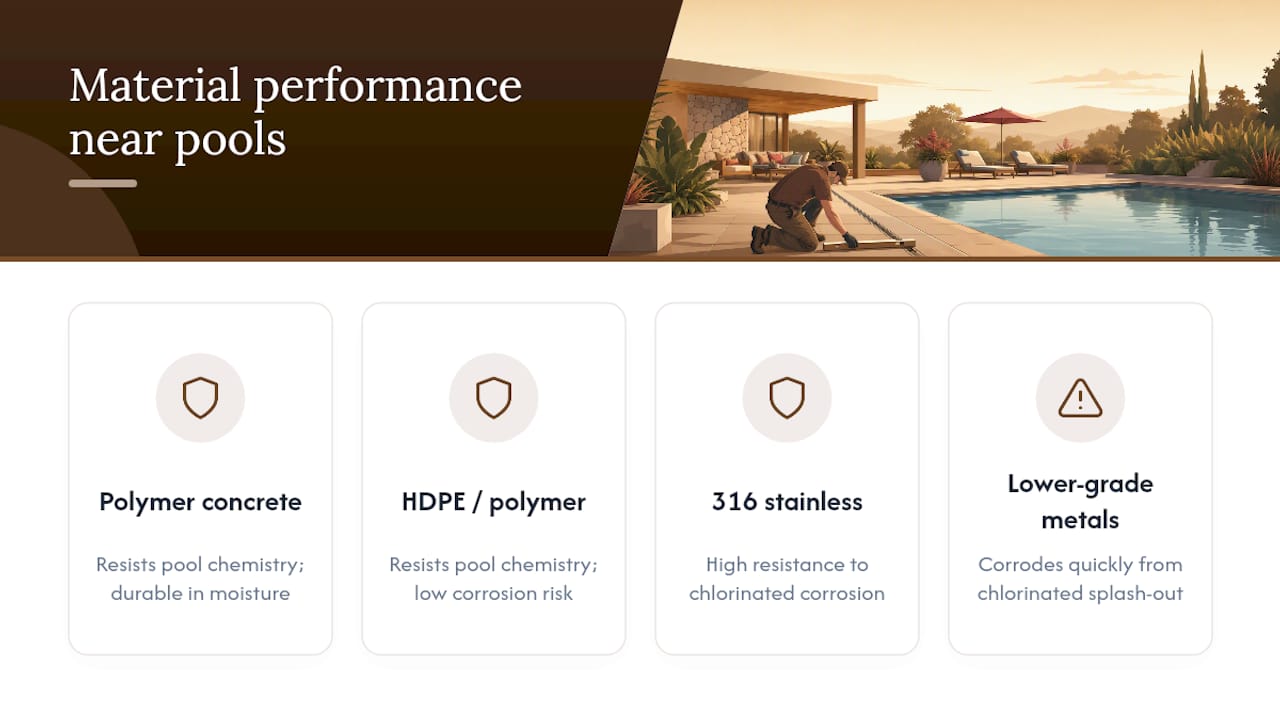 Pool drainage materials compared for durability