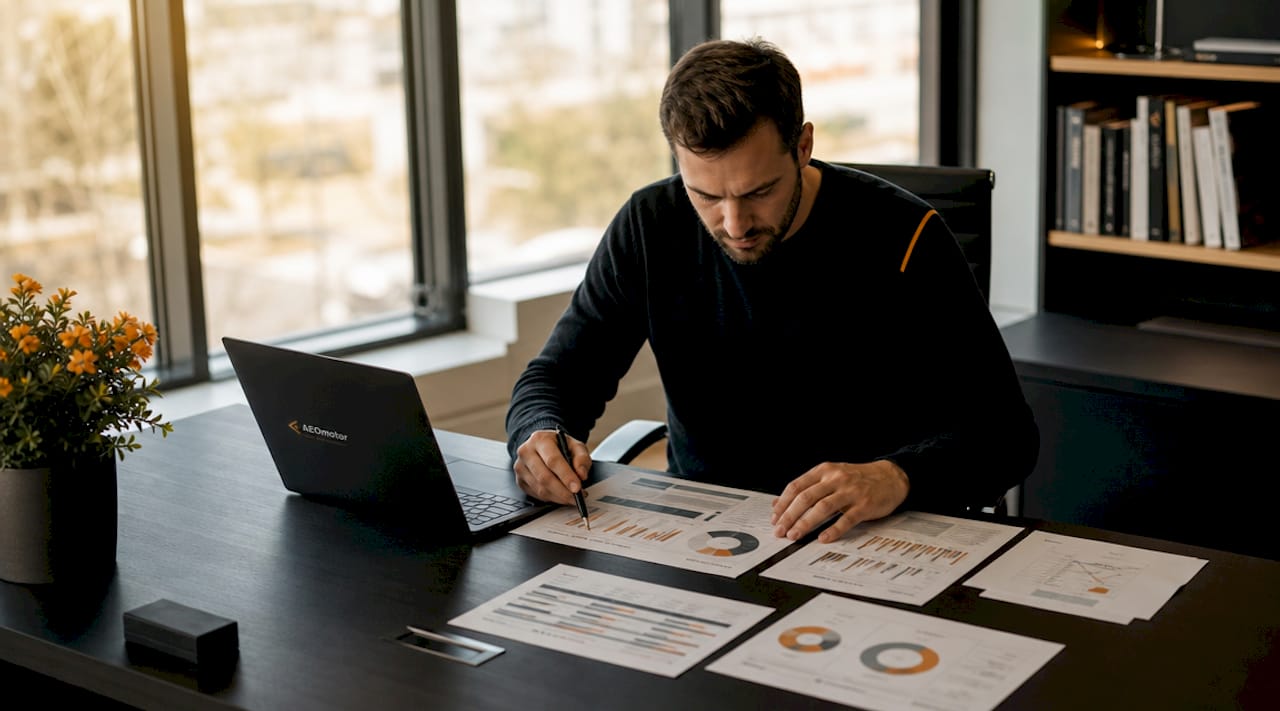 Någon sitter vid sin laptop och går igenom tekniska SEO-analyser.