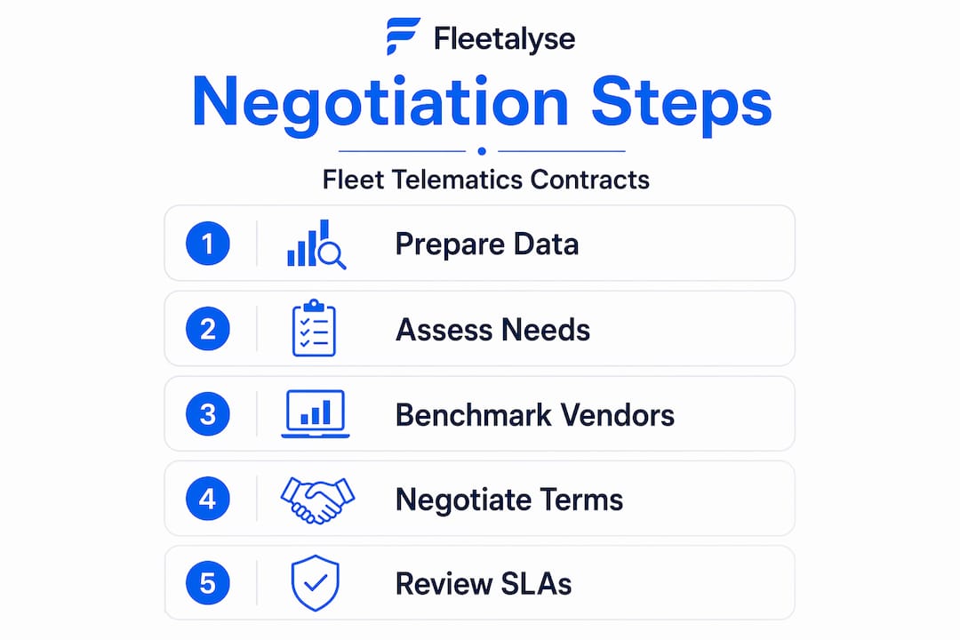 Fleet telematics negotiation steps infographic