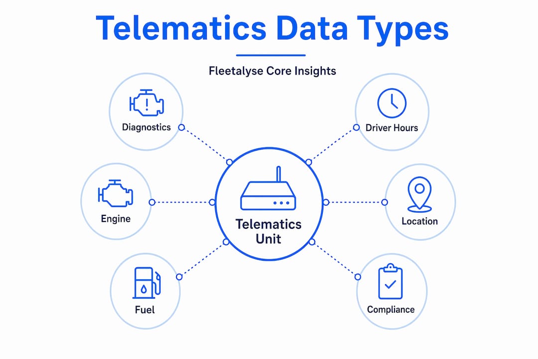 Hierarchy infographic visualizing telematics data categories