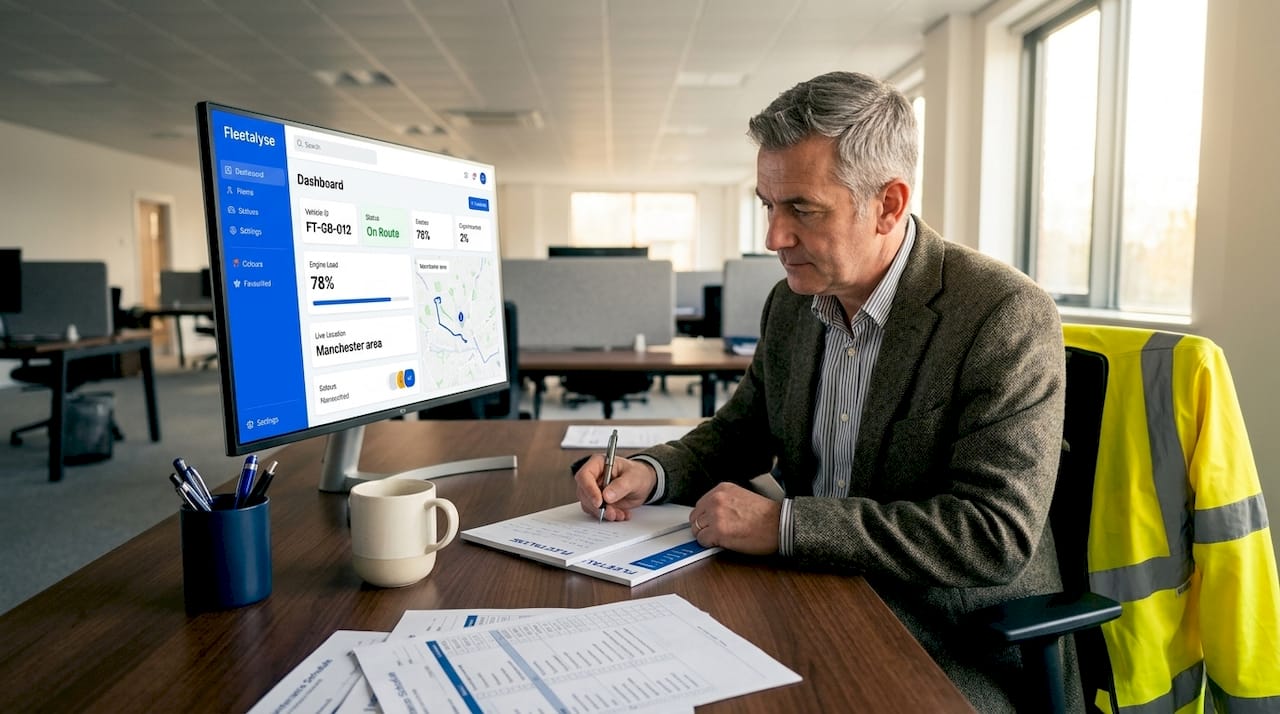Fleet manager reviewing vehicle health dashboard