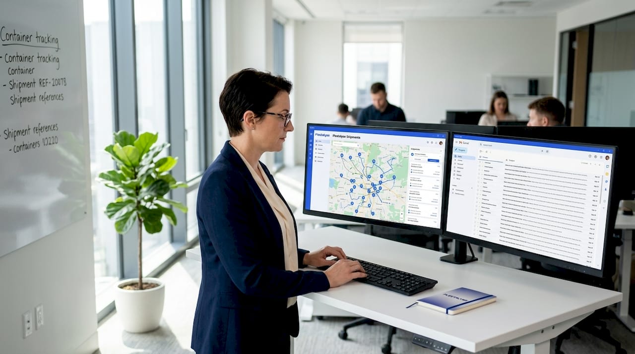 Logistics manager tracking freight shipments