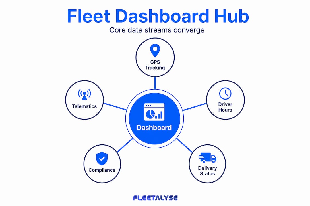 Fleet dashboard hub with five key data sources