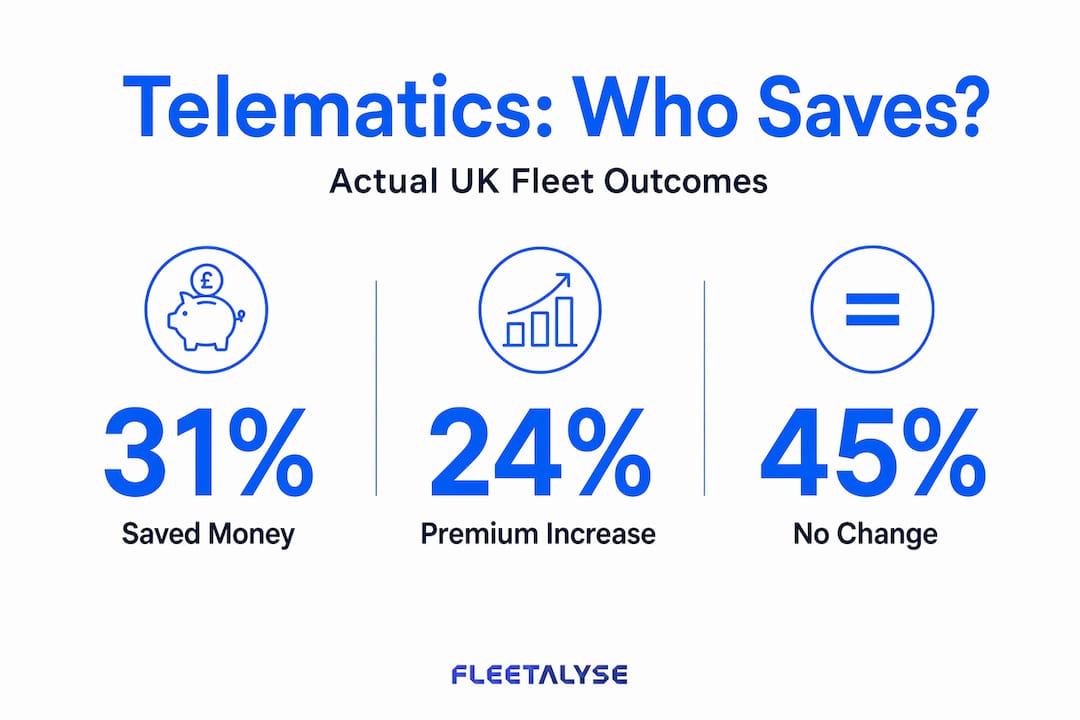 Infographic with three telematics savings statistics