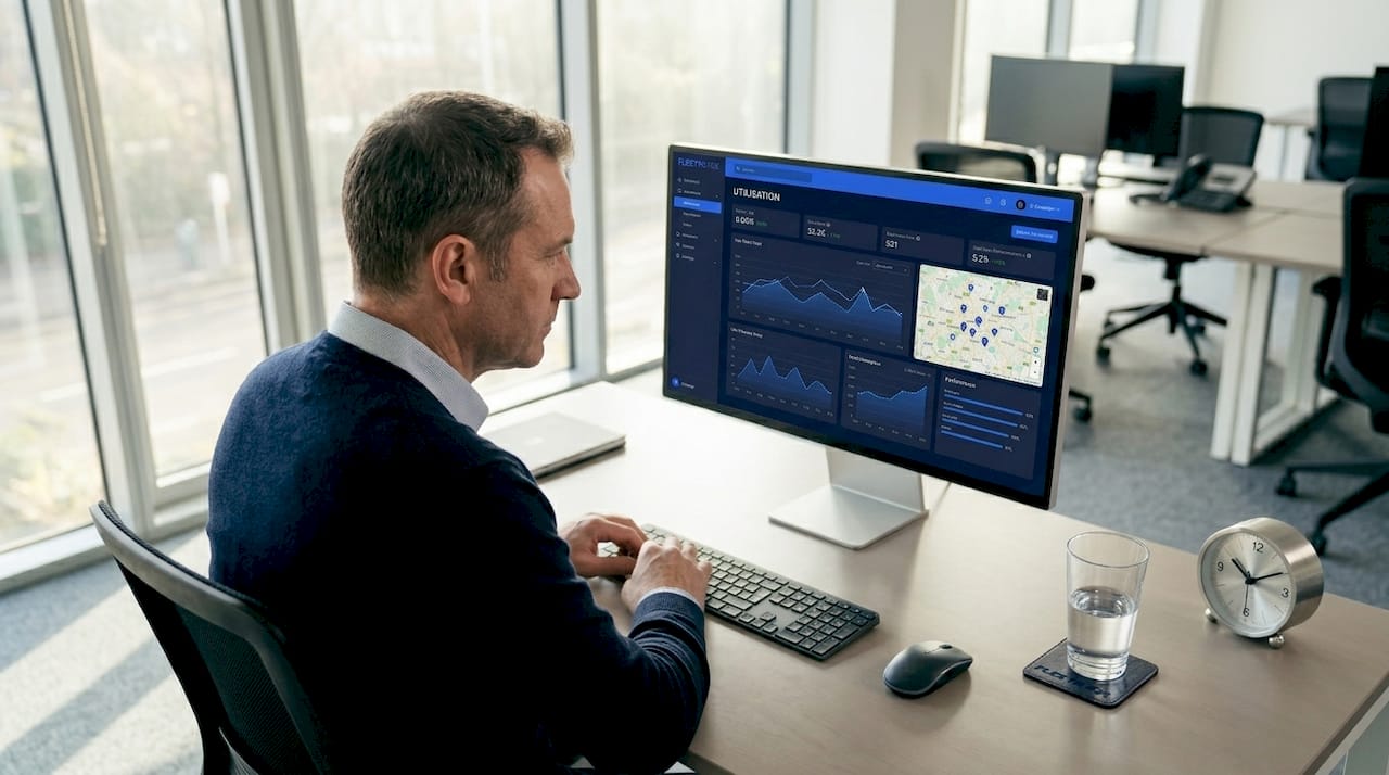 Fleet manager analyzing van utilisation dashboard