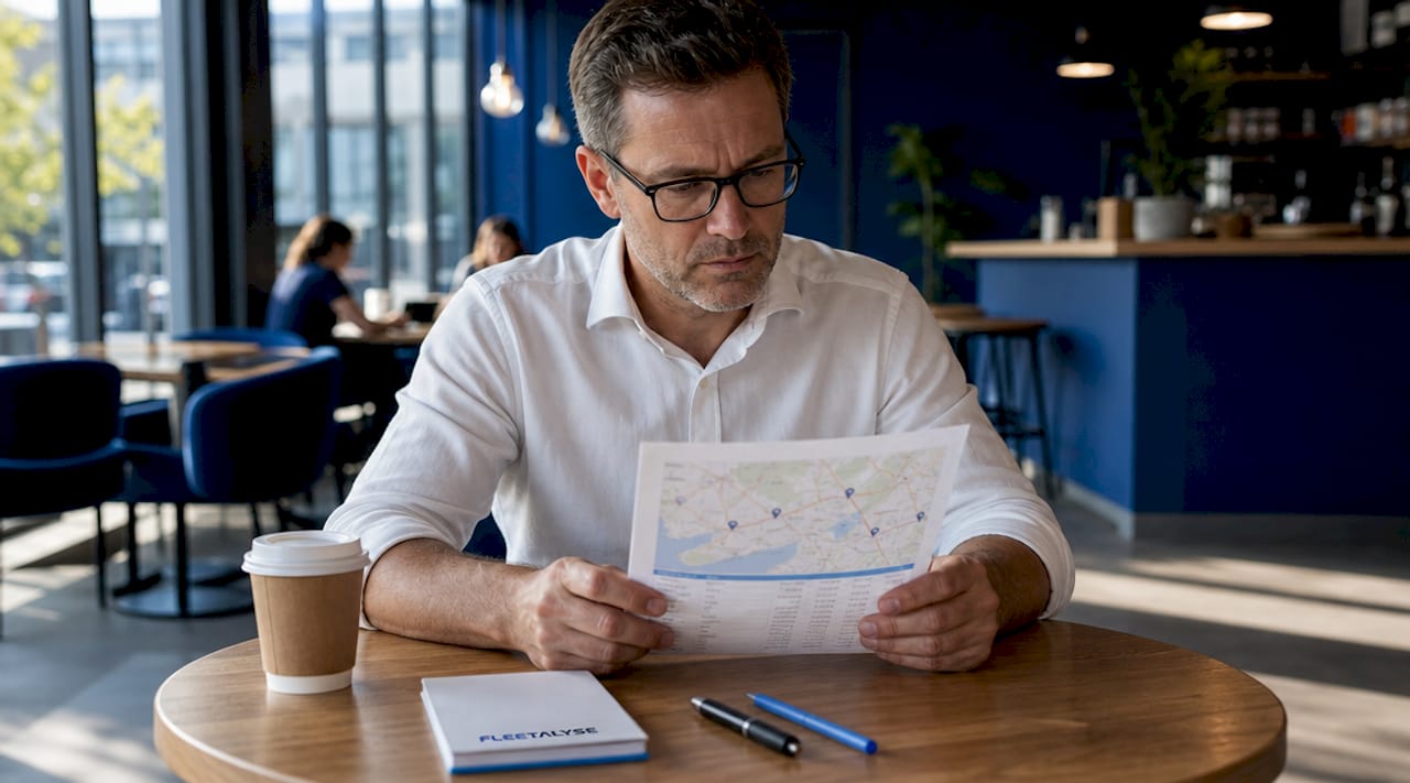 Fleet operator reviewing GPS tracking report