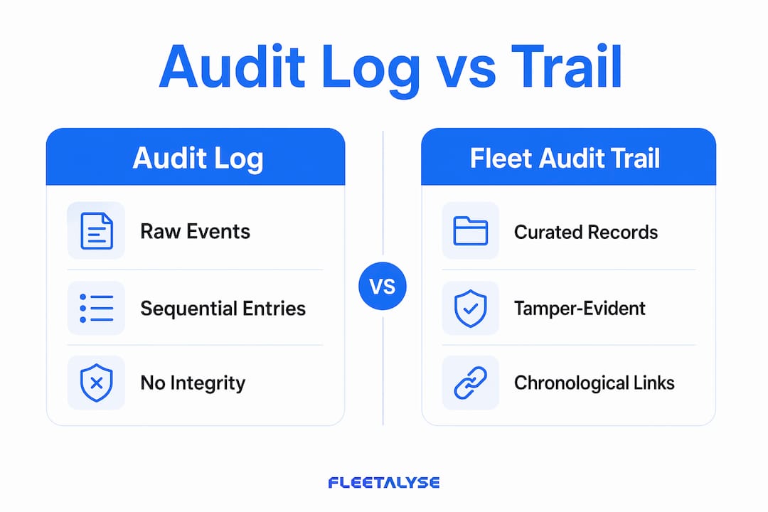 Comparison infographic of audit log and fleet audit trail