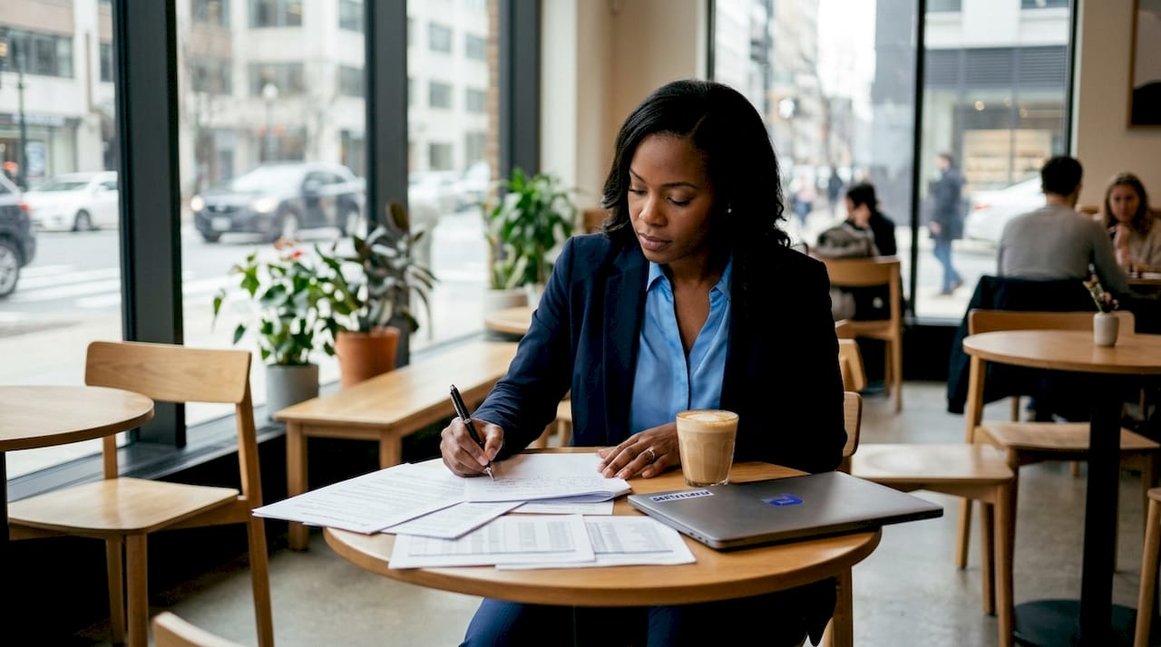 Fleet manager reviewing audit trail documents
