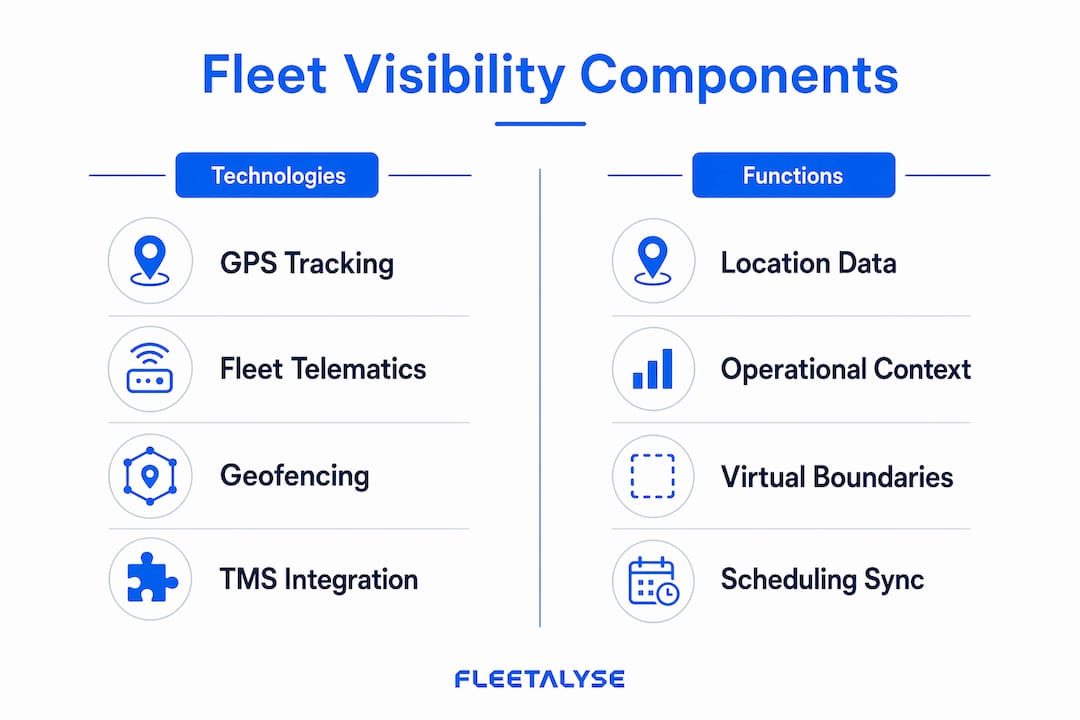 Infographic illustrating fleet visibility system components