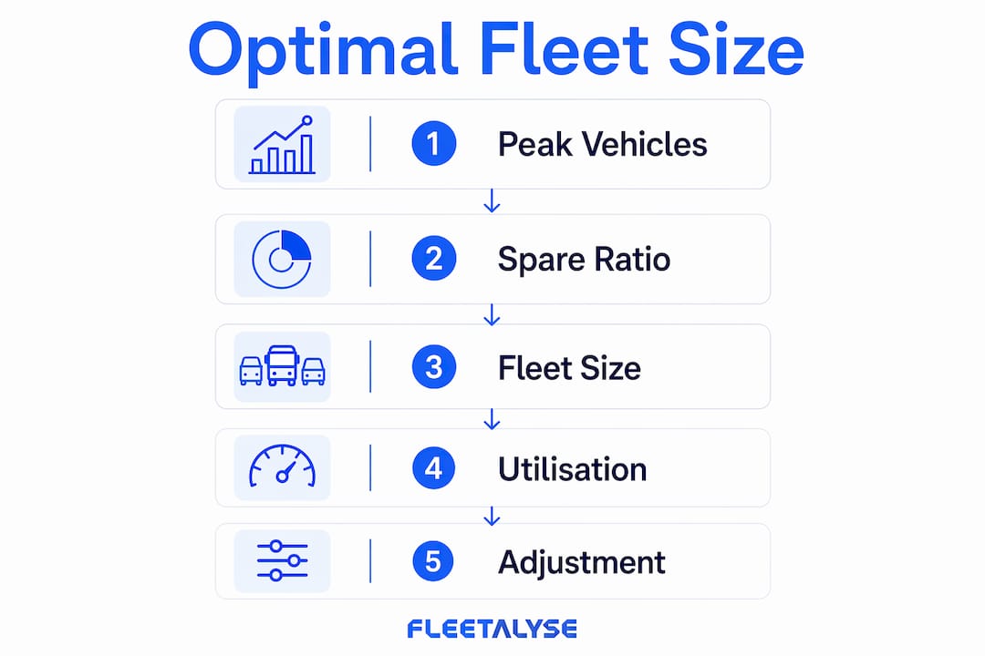 Infographic showing steps to calculate optimal fleet size