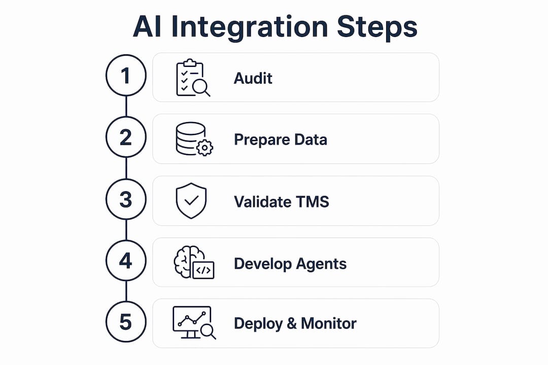 Step-by-step infographic of AI integration process