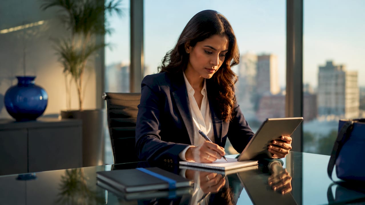 Hands calculating fleet financial models on desk