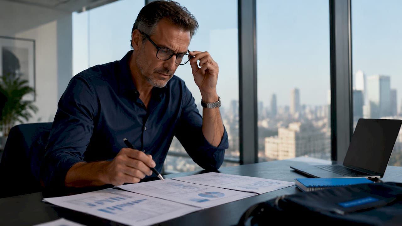 Fleet manager reviewing telematics and compliance reports