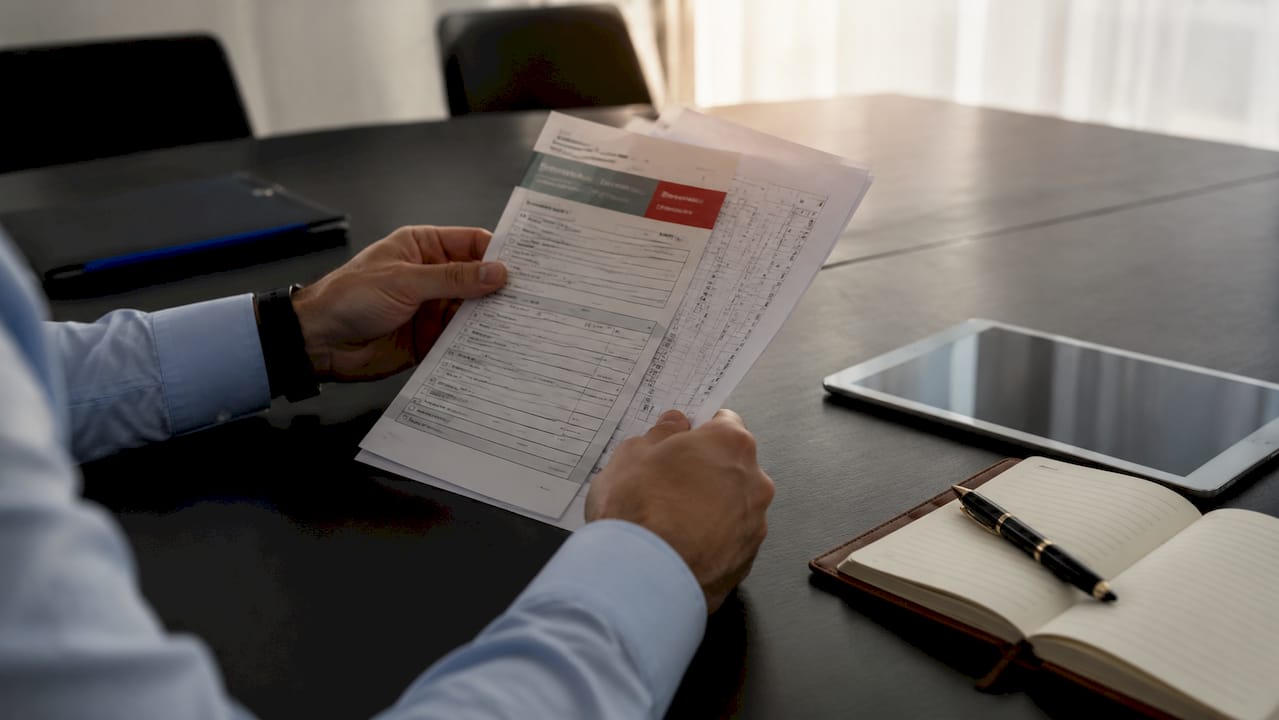 Hands reviewing fleet size and vehicle logbook