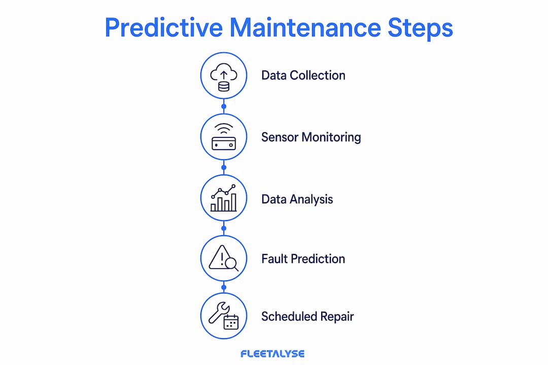 Infographic showing predictive maintenance process steps