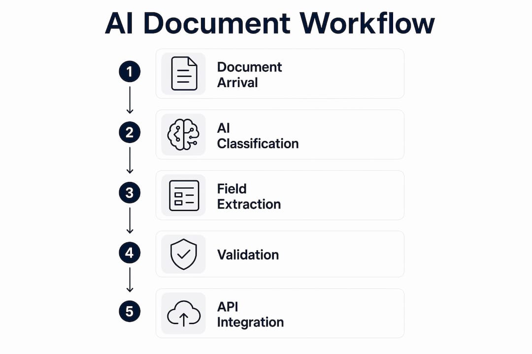 Infographic illustrating AI freight document workflow steps