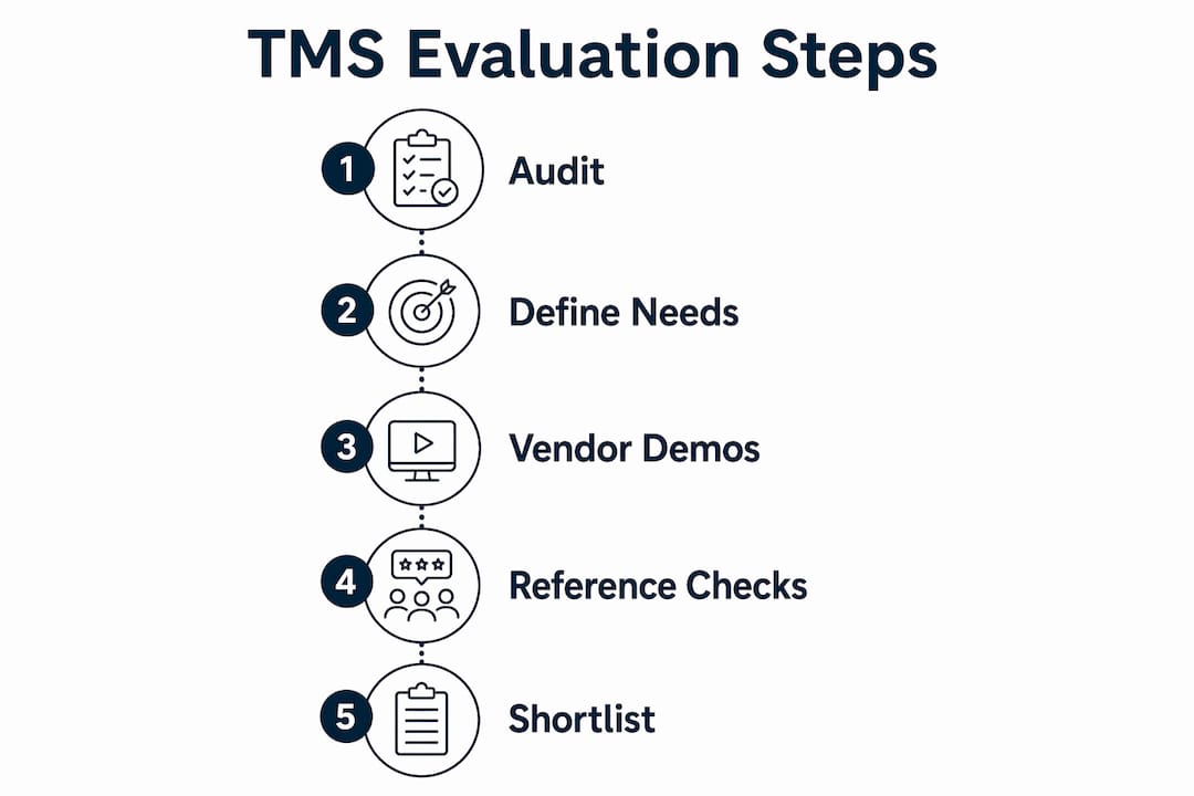 Infographic of TMS evaluation and shortlisting steps