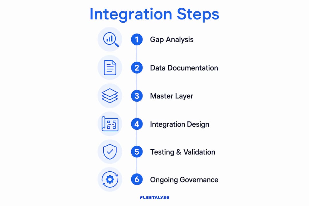 Infographic showing telematics integration process steps