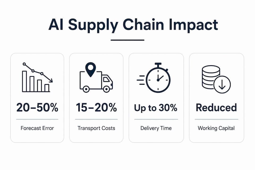Infographic summarizing AI supply chain performance improvements
