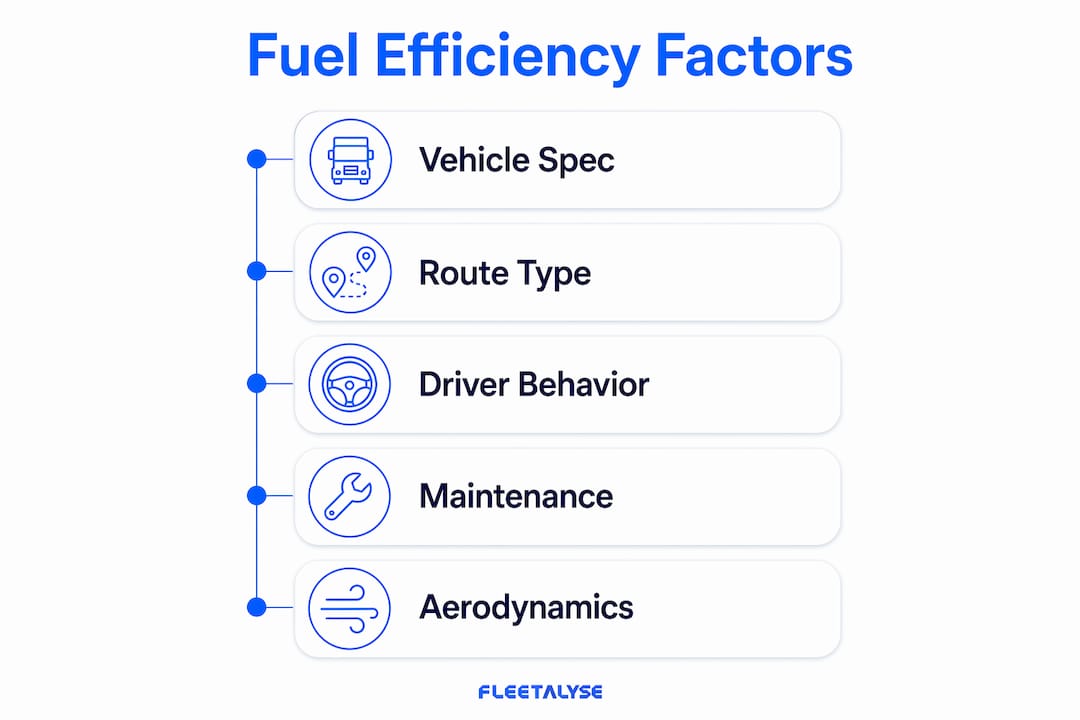 Infographic showing key factors affecting fuel efficiency