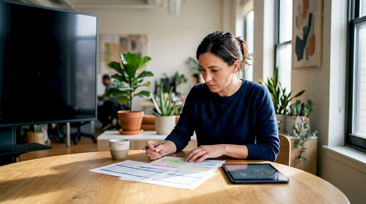 Operations manager reviewing transport demand reports