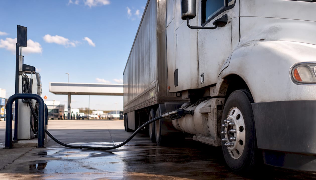 Camión repostando para ilustrar la ineficiencia del combustible